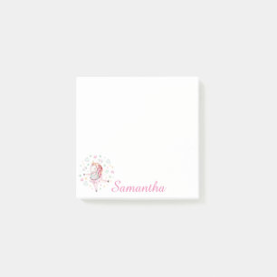 Bloco De Notas Notas Postadas do Unicorn Ballerina rosa personali