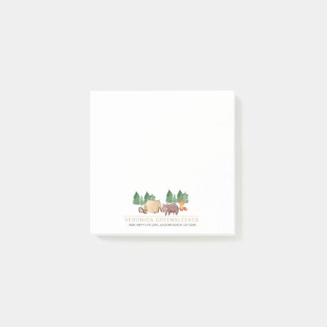 Bloco De Notas Notas Postadas para animais da floresta russa (Frente)