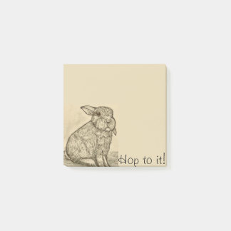 Bloco De Notas Notas Postes de Sepia Antique Bunny Rabbit