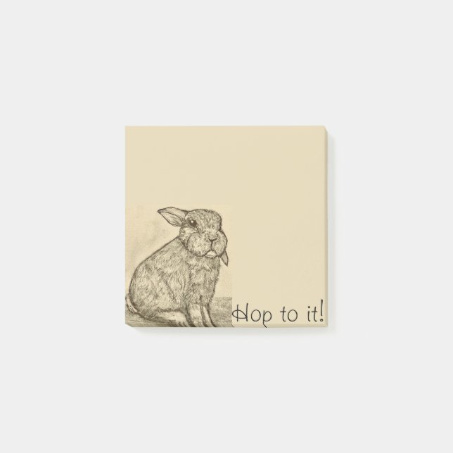 Bloco De Notas Notas Postes de Sepia Antique Bunny Rabbit (Frente)