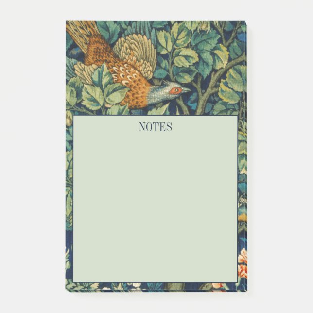 Bloco De Notas NOTAS postes WILLIAM MORRIS "PHEASANT" DESIGN (Frente)