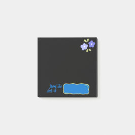 Bloco De Notas Notas Pretas com Flores Roxas