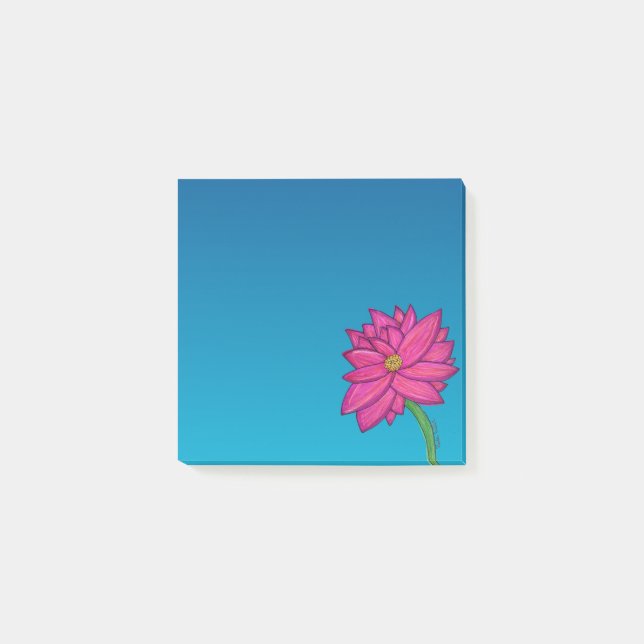 Bloco De Notas Notas Quadradas de Flor Rosa Fúcsia (Frente)