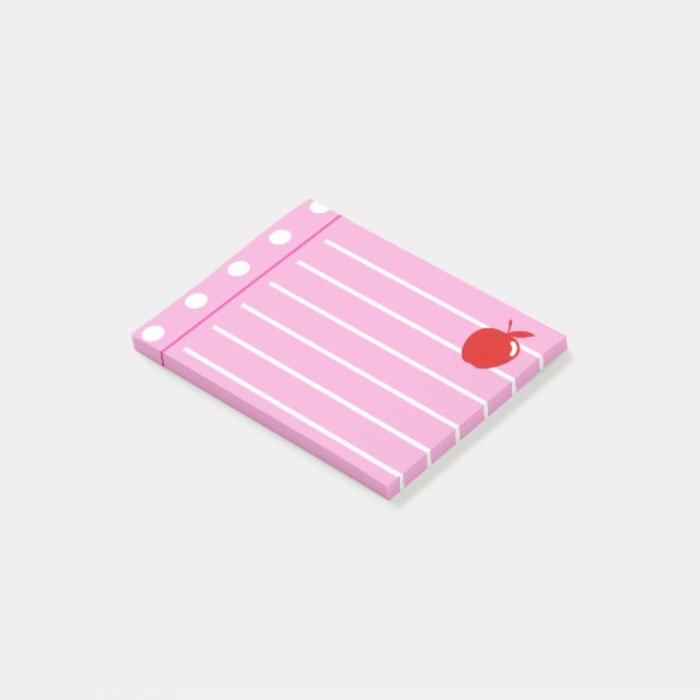 Bloco De Notas Notas rosa da Apple vermelha (Inclinado)