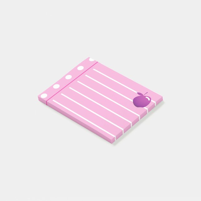 Bloco De Notas Notas Rosa Maçã Roxa (Inclinado)
