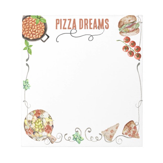 Bloco De Notas Notas sobre Sonhos de Pizza (Frente)