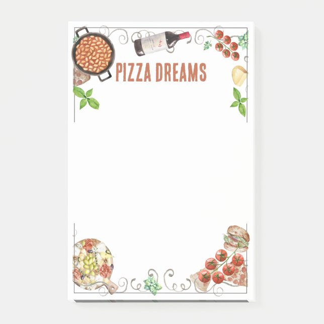 Bloco De Notas Notas sobre Sonhos de Pizza (Frente)
