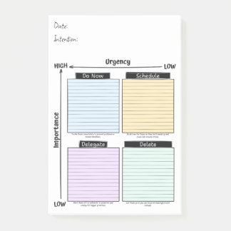Bloco De Notas Notas Urgentes Importantes, Matriz de Eisenhower