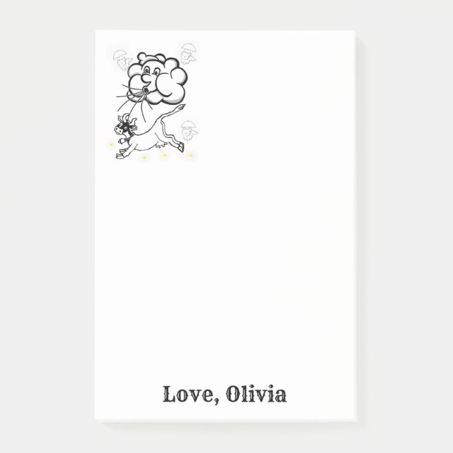 Bloco De Notas Notas Vacas Nuvens  Nota Adesiva Colorida (Frente)