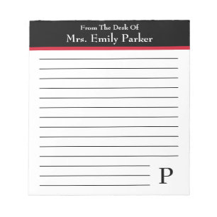 Bloco De Notas Note From The Desk Of ~ Personalized