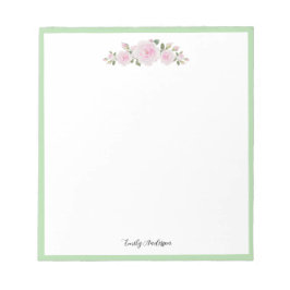 Bloco De Notas Note Pad with Name Soft Pink Roses