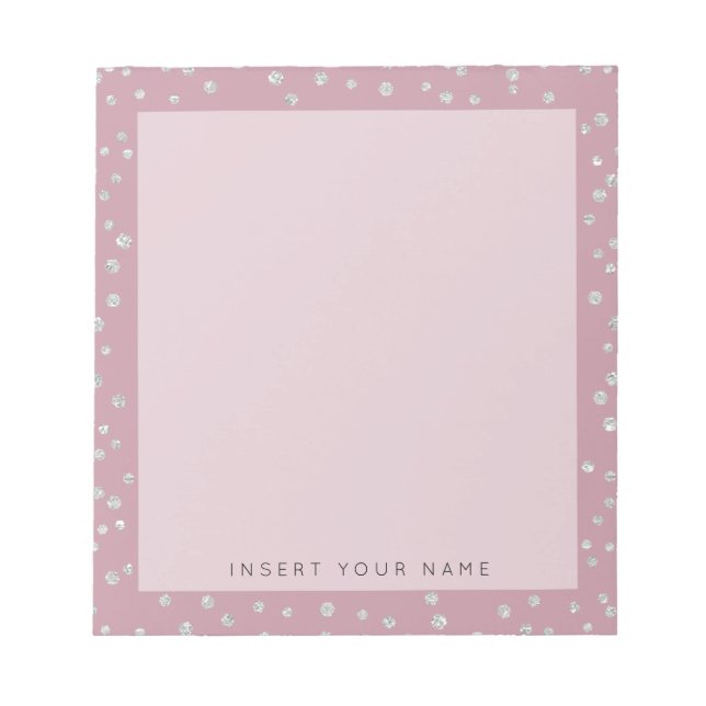 Bloco De Notas Notebook Blush Pink Crystal Confetti de 5,5" x 6" (Frente)