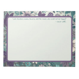 Bloco De Notas Notebook de Citação de Vida do Jardim Flor Roxo