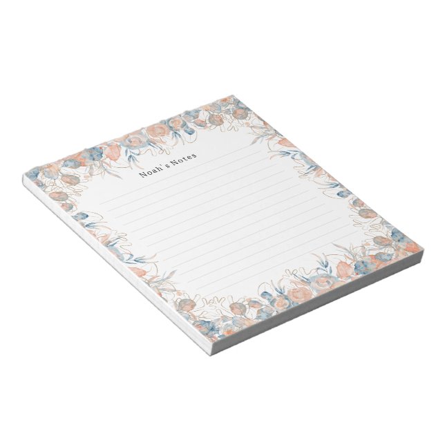 Bloco De Notas Notebook Elegante Bonito Floral Botânico Flor (Inclinado)