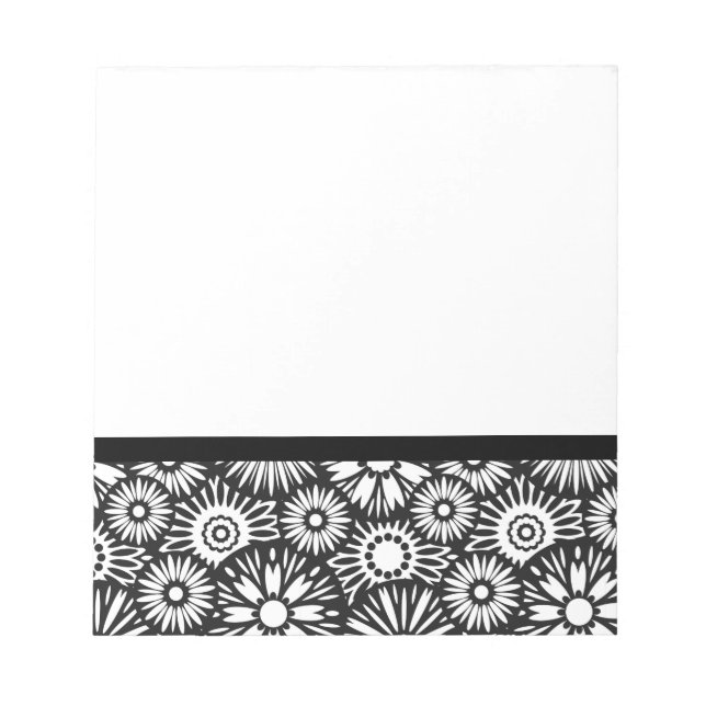 Bloco De Notas Notebook floral preto e branco (Frente)