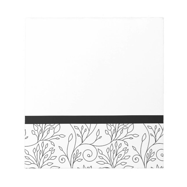 Bloco De Notas Notebook floral preto e branco (Frente)