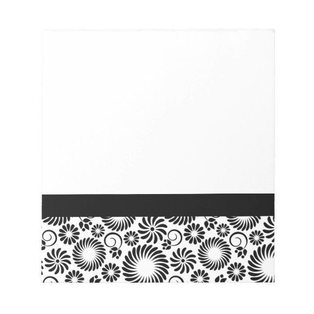 Bloco De Notas Notebook floral preto e branco (Frente)