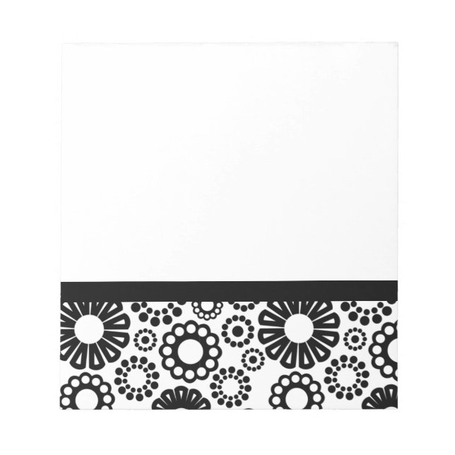 Bloco De Notas Notebook floral preto e branco (Frente)
