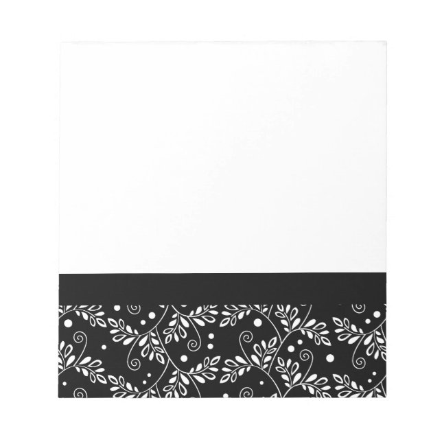Bloco De Notas Notebook floral preto-e-preto (Frente)