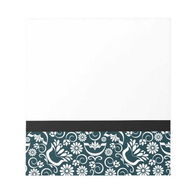 Bloco De Notas Notebook floral preto Elegante (Frente)