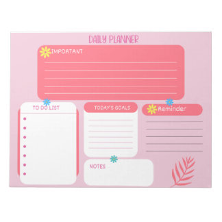 Bloco De Notas Notebooks Florais Rosa do Planejador Diário