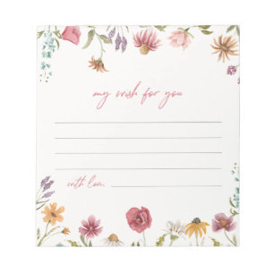 Bloco De Notas Notecards de Desejo de Flores Selvagens   Flor sel