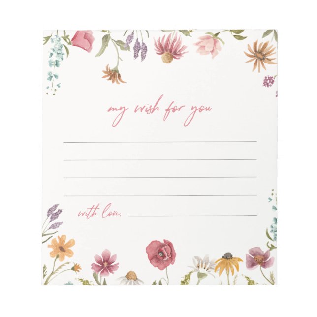 Bloco De Notas Notecards de Desejo de Flores Selvagens | Flor sel (Frente)
