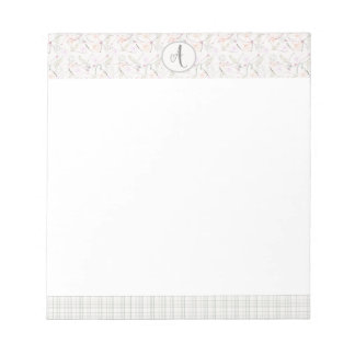 Bloco De Notas Notepa Elegante Monograma Botânico Moderno Monogra