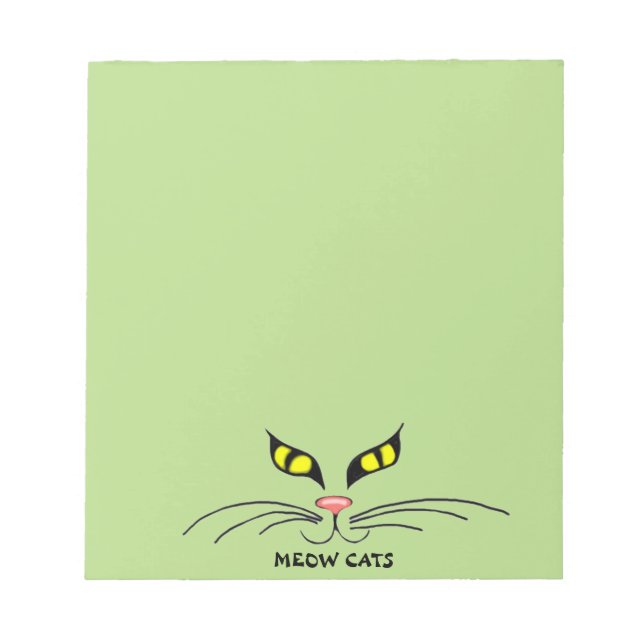 Bloco De Notas Notepad Amarelo De Gatos De Miau (Frente)