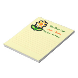Bloco De Notas Notepad Amarelo do Professor com Flor Amarelo