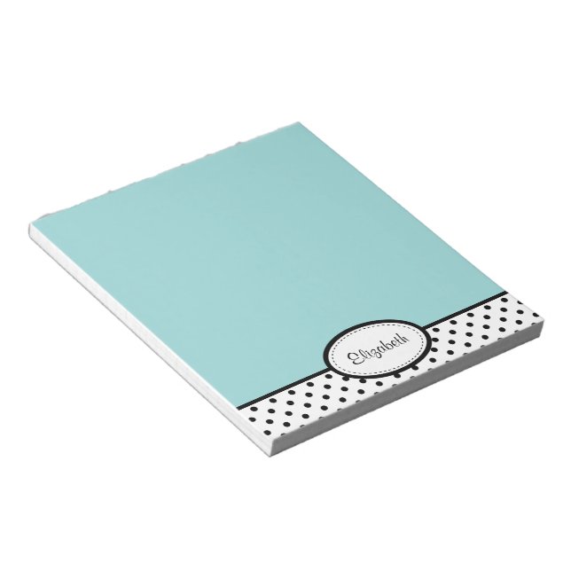 Bloco De Notas Notepad Azul de Bolinhas Chic Personalizado (Inclinado)