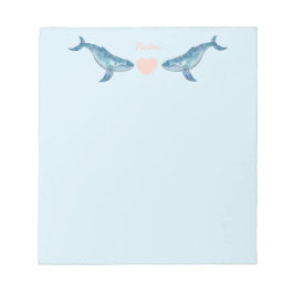 Bloco De Notas Notepad Azul de Coração Cor-de-Rosa-Humpback