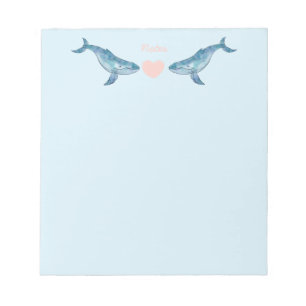 Bloco De Notas Notepad Azul de Coração Cor-de-Rosa-Humpback