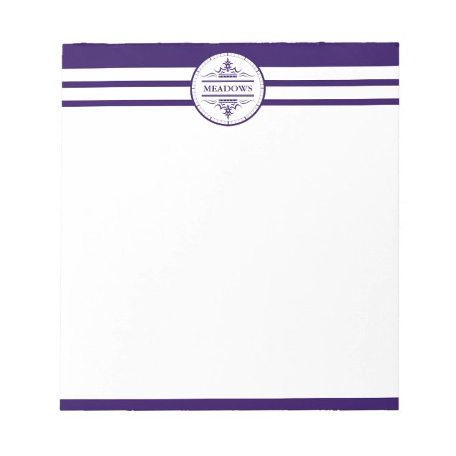 Bloco De Notas Notepad Azul Elegante Náutico Monograma (Frente)