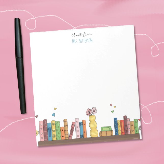 Bloco De Notas Notepad Bibliotecário de Livros de Aquarelas (Watercolor books on shelf school librarian personalized notepad .)