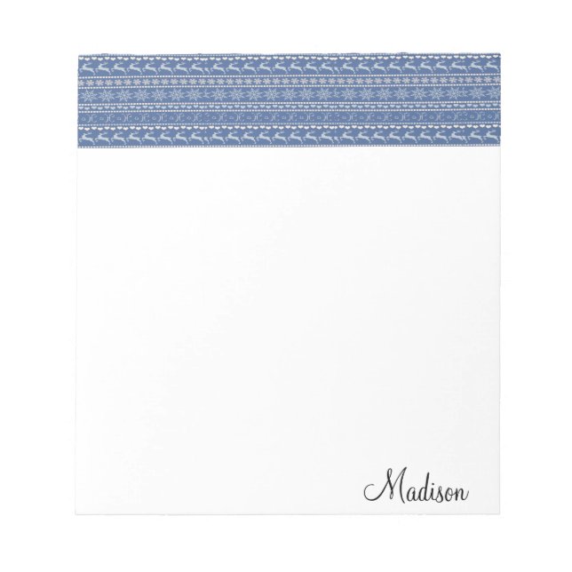 Bloco De Notas Notepad Blue Reindeer de Natal (Frente)