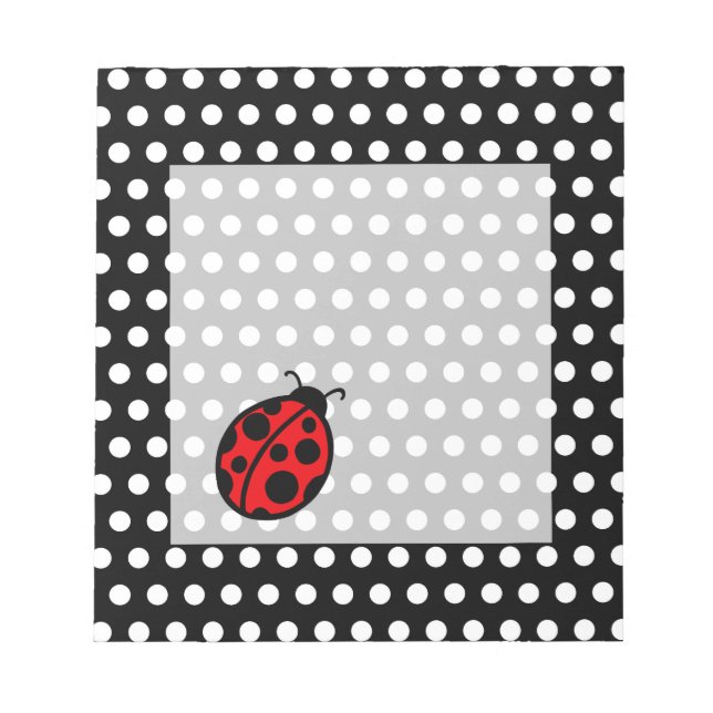 Bloco De Notas Notepad Bolinhas Preto Ladybug (Frente)