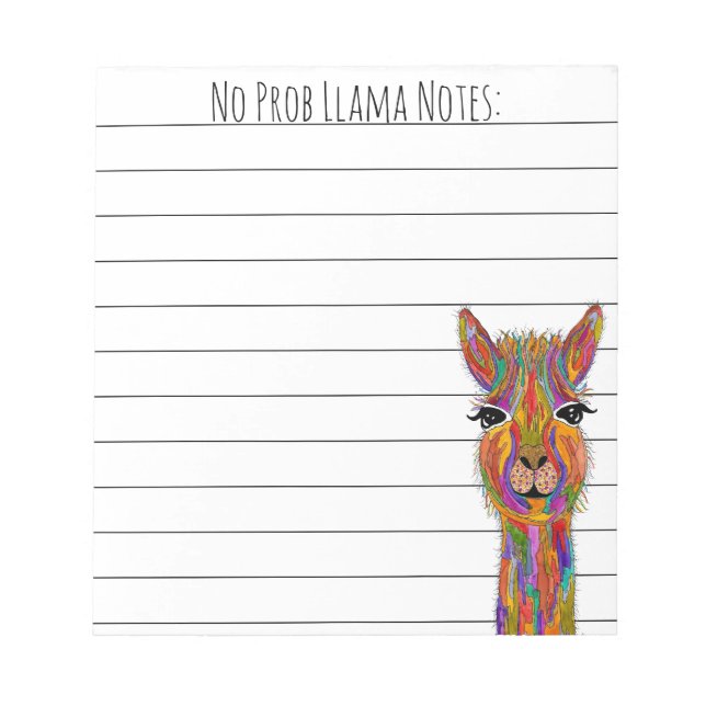 Bloco De Notas Notepad bonito e engraçado, sem prob Llama (Frente)
