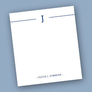 Bloco De Notas Notepad Branco do Marinho Monograma Elegante