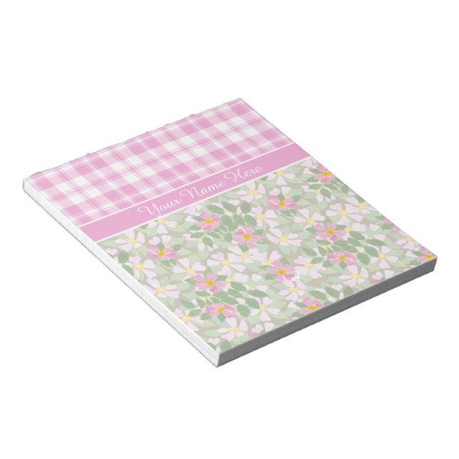 Bloco De Notas Notepad Chic ou Jotter: Cães Rosa e Xadrez (Inclinado)