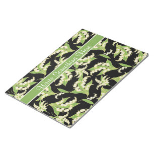 Bloco De Notas Notepad Chic ou Jotter: Lily of the Valley, Black