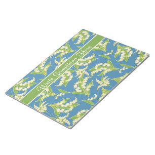 Bloco De Notas Notepad Chic ou Jotter: Lírios do Vale, Azul