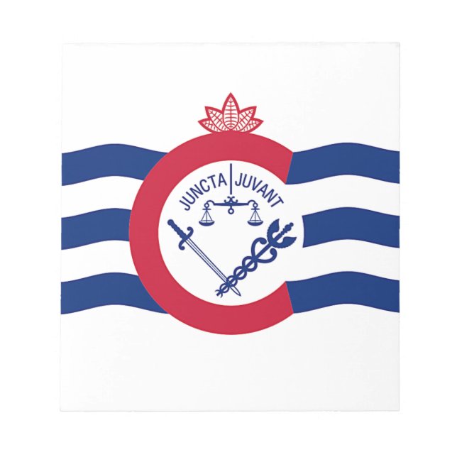 Bloco De Notas Notepad com Bandeira da Cidade de Cincinnati, EUA (Frente)
