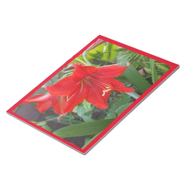Bloco De Notas Notepad Com Flor Vermelho Grande E Brilhante (Inclinado)