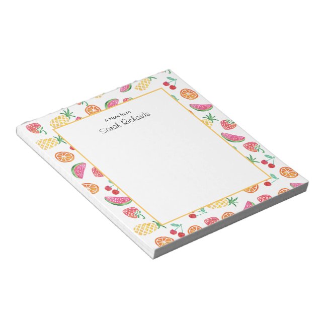 Bloco De Notas Notepad com padrão de salada de fruta personalizad (Inclinado)