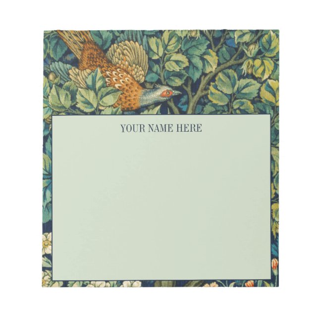 BLOCO DE NOTAS NOTEPAD COM WILLIAM MORRIS "PHEASANT" DESIGN (Frente)