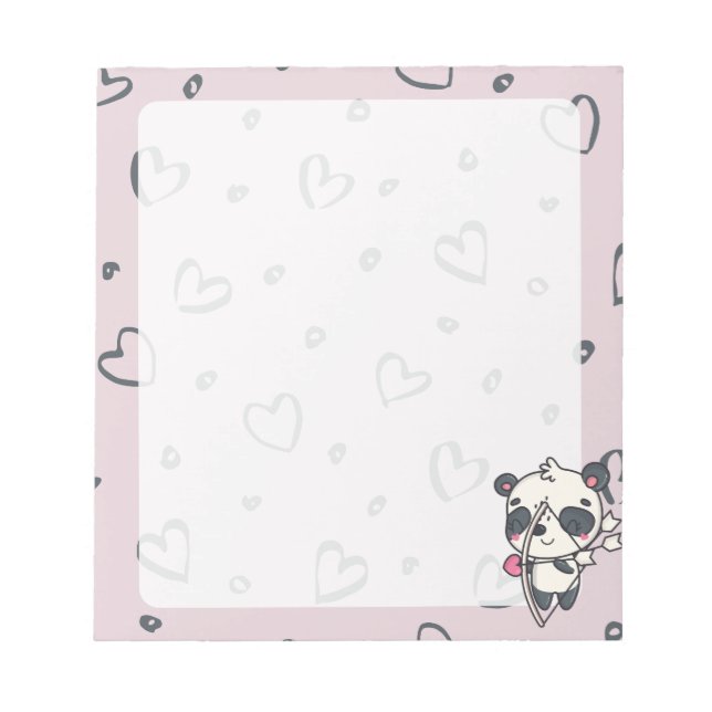 Bloco De Notas Notepad Cupido de Kawaii Panda & Hearts (Frente)