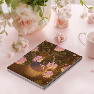 Bloco De Notas Notepad da Cesta de Amoras de ouro