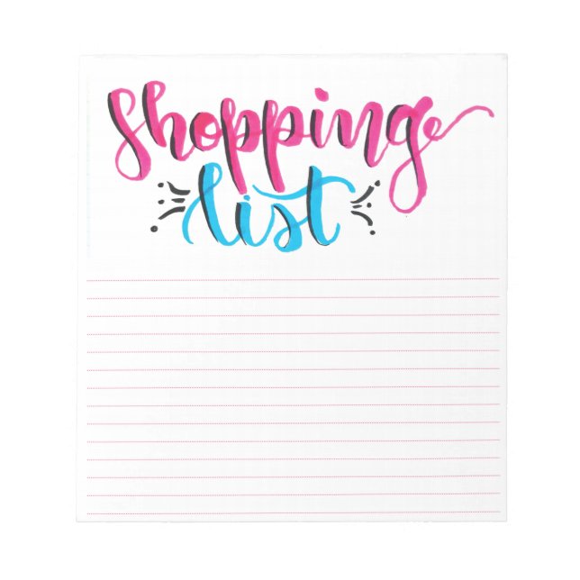 Bloco De Notas Notepad da Lista de compro - Letra de Pincel Desen (Frente)