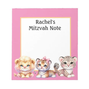 Bloco De Notas Notepad da Mitzvah da Menina de Animais Personaliz